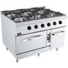 Cucina Professionale a Gas 6 Fuochi, con Forno Gas, Profondità 90 cm
