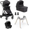 CHICCO - Trio Seety² Ebony con Navicella e Seggiolino Auto Kory Essential + Stand Lullaglide e Adattatori OMAGGIO