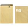 Premingo - 50 buste formato C4 A4, con finestra, autoadesive, 90 g/mq, dimensioni 229 x 324 mm, colore: Marrone