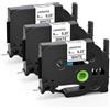 COLORWING TZe-211 compatibile con Brother 6 mm Ptouch nastri TZe211 | Tz-211 - Nastro laminato nero su bianco per etichettatrice Brother H100r, H105, E100, D210, 900, 1000, 1280, 3 pezzi