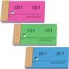 Nezyo Blocchetti Numerati da 1 a 300 Biglietti Numeri Sorteo Comandano con Numeri Bigliettini a Doppio Blocco Num 10x5 cm per Guardaroba Riffa Eventi Feste Fiere(Viola rosato, Verde chiaro, Blu)