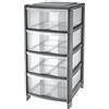 TONTARELLI S.P.A. Tontarelli, cassettiera Bambù 4 cassetti, grigio, 36x34x80h cm, organizer salvaspazio, casa, ufficio, bagno