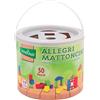 GLOBO S.P.A. Secchiello Costruzioni in Legno Colorati 50 Pezzi Legnoland Sirwood, Gioco Educativo Multicolore