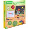 GLOBO S.P.A. Lavagna in Legno 2 in 1 con Lettere Magnetiche e Pallottoliere, Educativa da Tavolo