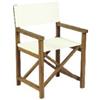 BIACCHI ETTORE SRL Sedia Regista in Legno di Acacia, Richiudibile, Seduta in Tessuto Bianco, Arredo Giardino, Robusta e Durevole