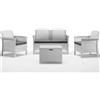 BICA S.P.A. Set Salotto da Esterno, 4 Posti, Effetto Rattan, 2 Poltrone, Divano 2 Posti, Tavolino Contenitore