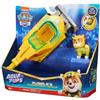 SPIN MASTER ITALIA SRL Paw Patrol, veicolo trasformabile Aqua Pups di Rubble, personaggio Rubble incluso, giochi per bambini 3 anni, avventure marine