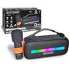 I COM S.P.A. Cassa Portatile 491050 Wireless, Microfono RGB, TWS, USB, USB-C, Resistente all'Acqua, Karaoke, Smartphone, Tablet, PC, Audio DJ