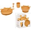 ATMOSPHERA Set Pranzo, 4 Pezzi, Giraffa, Silicone, Ocre, Piatto, Ciotola, Bicchiere, Cucchiaio