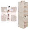 5FIVE Scarpiera Groomy 6 scomparti con cestino 127x30cm, organizer beige, porta scarpe salvaspazio, armadio