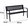 PARTENOPE DISTRIBUZIONE SRL Panchina da giardino in ferro e plastica nero - 125×53×77 cm