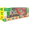 GLOBO S.P.A. Jimmy Camion Bisarca in Legno con 4 Auto e Pista Trasformabile, Gioco Educativo 24+ Mesi