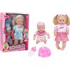 GLOBO S.P.A. Set Bambole Mary e Teo Interattive Assortite, Beve e Bagna con Bambolotto Parlante