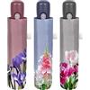 PERLETTI SPA Ombrello Donna Mini Apri e Chiudi Automatico Bordo Fiore Perletti