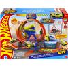 MATTEL ITALY SRL Hot Wheels City Mega Pista Autolavaggio con Loop JHL97, Color Shifters, Cambio Colore, Playset con Auto Inclusa