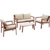 HESPERIDE Salotto Flovia, 4 posti, mogano, alluminio, set giardino, salotto esterno