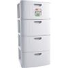 STEFANPLAST S.P.A. Cassettiera Domus, 4 cassetti, bianca, plastica rigenerata, design moderno, resistente, leggera, bagno, ufficio