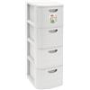 STEFANPLAST S.P.A. L.Domus cassettiera slim 4 cassetti bianco, mobile salvaspazio moderno per casa