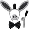 TBXNVG Set di 4 costumi da asinello, cerchietto per capelli con orecchie da asino e coda, naso, papillon, costume da asino, accessori per costume da animale