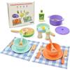 Hyacinthy Giocattolo da cucina in legno, 21 pezzi, set di posate da gioco per bambini, giocattolo in legno, giocattolo per bambini e bambine a partire dai 3 anni