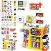 RedCrab Supermercato Giocattolo per Bambini, 65 Pezzi Accessori per Negozio, Registratore di Cassa Giocattolo con Scanner e Suono, Gioco di Ruolo Regalo per Bambini 3+ Anni