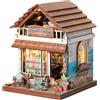 ETKVR Kit per Casa Delle Bambole in Miniatura per Adulti, Negozio di Surf | kit fai da te per mini Casa kit Book Nook con Luce a LED, Diorama, Libreria Decorativa, Alimentazione di tipo C, 270 pezzi