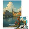 JIANGENNF Puzzle per adulti da 1000 pezzi con poster di Limerick, Irlanda, ideale per rilassarsi, divertirsi a casa e rafforzare l'amore di coppia 50x75cm