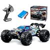 Ledovan Auto telecomandata, 1:16, 50 km/h, 4WD All Terrain, fuoristrada, telecomando monstertruck da 2,4 GHz, per adulti, motore a spazzola di carbonio, blu, 1 batteria