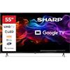 Sharp 55HP5365E - GOOGLE TV, 55" UHD, FRAMELESS, 60Hz, QLED, HDR10, Dolby Vision HDR, Google Assistant con microfono, Chromecast, Bluetooth, DOLBY Atmos 2x12W, HDMI 2.1 x4, USBx2, Colore nero