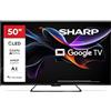 Sharp 50HR7365E - GOOGLE TV, 50" UHD, FRAMELESS,144Hz, QLED, HDR10, Dolby Vision HDR, Google Assistant con microfono, Chromecast, Bluetooth, DOLBY Atmos 2x12W, HDMI 2.1 x4, USBx2, Colore nero