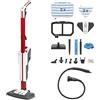 Polti Vaporetto SV650 Style, Scopa a Vapore con Pulitore Portatile 2 in 1 | Potenza 1500 W, Autonomia Illimitata, 19 Accessori, Filtro Anti Calcare, Parking Verticale, Rosso e Bianco