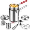ELMVAR Pentola in acciaio inox con cestello scolatore estraibile e pinza per (C) | Set mini friggitrice personale, kit pentola-friggitrice portatile da 1,2 L, friggitrice da piano cottura per pollo