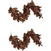 JJIAGOLD Ghirlanda di foglie di magnolia marrone, ghirlanda di foglie artificiali a tema natalizio, per camino interno e porta esterna, decorazione natalizia rustica (2)