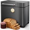 TRIUMPHKEY Macchina del Pane 19 Prog, Macchina per il Pane, Distributore di Frutta Secca, 3 Taglie, 3 Dorature, Timer 15h, 1kg, Senza Glutine, Prepara Pizza, Dolci, Ricettario Incluso