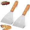 QIMMU Spatola Barbecue,2 Pezzi Spatolas Triangolare,Spatola Cucina Acciaio Inox,Paletta Per Piastra,Spatolas Pizza Acciaio Inox,Spatola Per Hamburger,Per Girare Burger,Pizze,Bistecche e Molto Altro