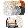 Effectyou Crafizon, 8 sottobicchieri con supporto, 8 colori assorbenti, per bevande, minimalisti, sottobicchieri in cotone, set di sottobicchieri in tessuto per tavolino, decorazione della casa, bar, regalo di