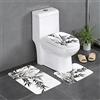 ODMP Set di 3 tappeti da bagno con immagine di albero di bambù, calligrafia cinese, con tappetino a forma di U, antiscivolo, super morbido, assorbente, lavabile in lavatrice, tappetino da bagno in