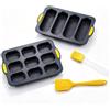 Chixenn 4 Pezzi Stampo per Baguette, Teglia per Pane in Silicone, Stampo per Panini Antiaderente con 4 e 9 Cavità, Pennello, Coltello per Impasto, per Forno, Pane Fatto in Casa e Hot Dog