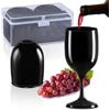 ecooe Bicchieri da vino in plastica to go, 200 ml, colore nero, da campeggio, set da 2 pezzi, moderni bicchieri da vino rosso bianco e spumante, con custodia impermeabile e pratica scatola per viaggi
