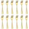 Evanda Forchette da dessert 12 pezzi, set di forchette da pasticceria in acciaio inox con placcatura in titanio oro, forchette per frutta, forchette per mini torte, forchette per antipasti per casa