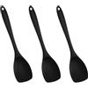 WOKICOR RüHr - 3 piastre in silicone, 27,5 cm, resistenti al calore fino a 210 °C, spatola in silicone, per padella antiaderente, arrosto o miscelazione, colore nero, lavabile in lavatrice