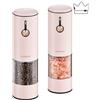 GORMODE Set macina sale e pepe elettrico, funzionamento a batteria, 2 pezzi (rosa petalo)