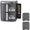 SOLEILUX Friggitrice ad Aria 11 Litri Doppio Cestello 2800W, 5,5+5,5L con Separatori, 4 Piani di Cottura, Display LED Touch Richiudibile, 12 Programmi, Doppia Cottura Indipendente, Timer, 60-200°C