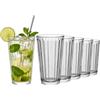 TREND FOR HOME Set Bicchieri Cocktail Vetro Bichiere Acqua, 360 ml, Set da 6 Long Drink Bicchieri da Caffè Tumbler Bicchiere Cocktail Caipirinha, Collezione Arvid, Trasparente