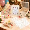 HeYuex Set di 56 blocchi da colorare per feste di nascita, per ospiti, baby shower | Con dadi di legno, penne, stencil, scatola di legno, cornice in legno, baby shower, gender reveal