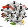 SICIGNANO CASALINGHI Sicignano Batteria Pentole, Acciaio Inox 18/10, 12 Pezzi, Fondo Termodiffusore 3 Strati, Compatibile con Tutti i Fuochi