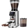 AMZCHEF Macinacaffè Elettrico, 48 Livelli, Memoria, Corpo in Acciaio Inox | Macine Coniche da 40 mm, Contenitore da 300 g e Sistema Antistatico - per Espresso, Portafiltro, Caffè Filtro e French Press