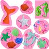 ZOOMPIL Stampi In Silicone a Forma Di Sirena, 8 Stampi In Silicone Per Fondente a Tema Marino, Tra Cui, Cavalluccio Marino, Stelle Marine, Coralli, per Decorare Torte Cupcake Fare