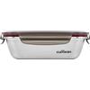 CANDL Cuitisan (Flora) contenitore ermetico per alimenti in acciaio inossidabile con coperchio con chiusura a clip, adatto a forno e microonde, EC7-SS05, rettangolare, (18,4cm x 13,0cm x 6,0cm/580ml)