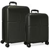 Pepe Jeans Highlight - Set di valigie nere 55/70 cm rigida ABS chiusura TSA integrata 116L 7,54 kg 4 ruote doppie bagaglio a mano